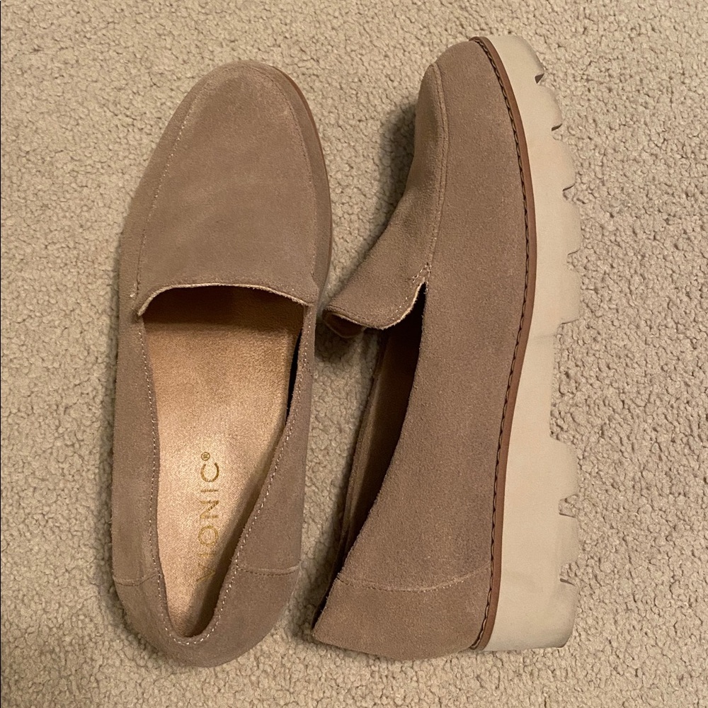 Vionic Taupe Suede Loafers